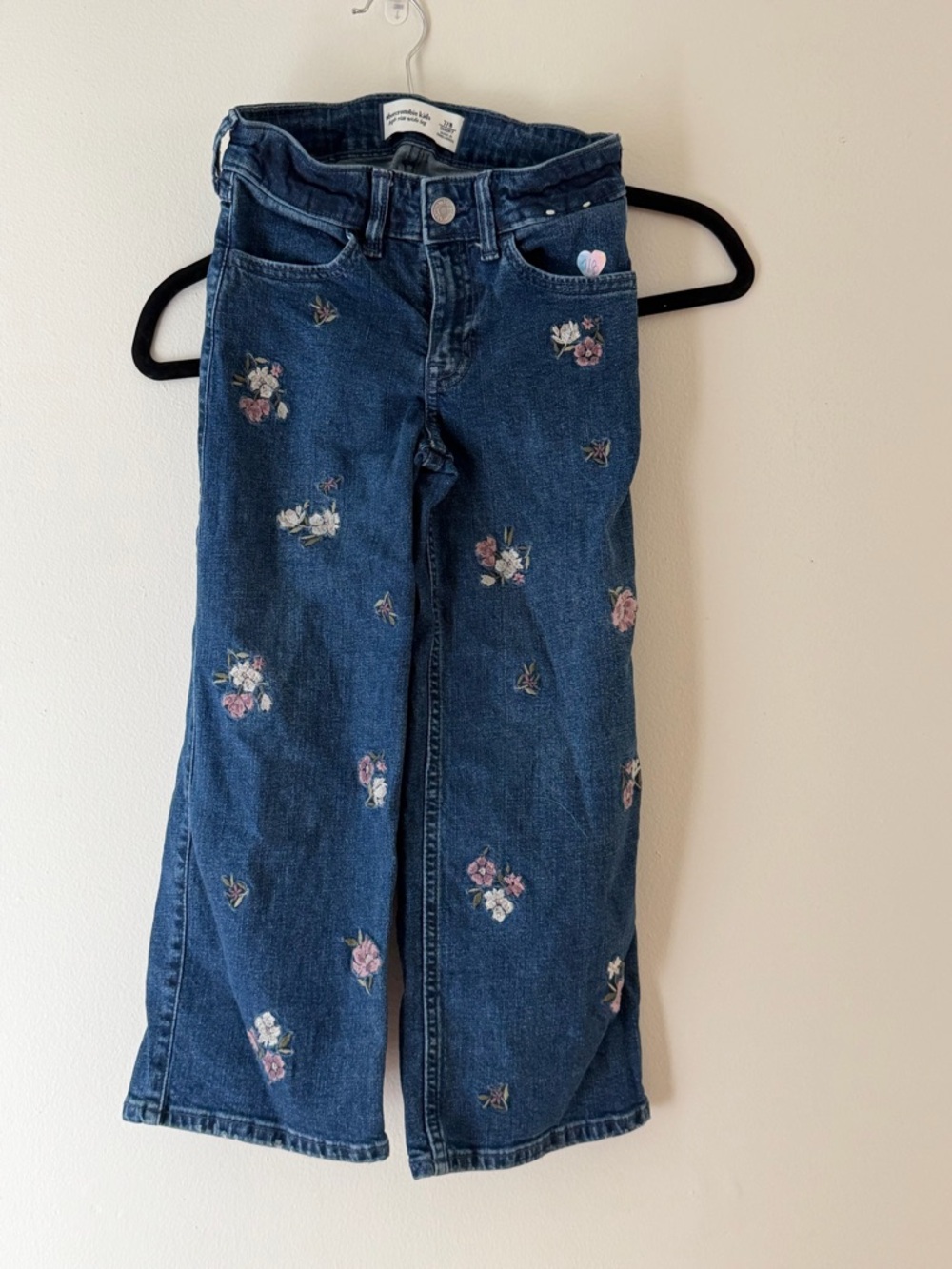 abercrombie kids Dark Blue Floral Embroidered Jeans